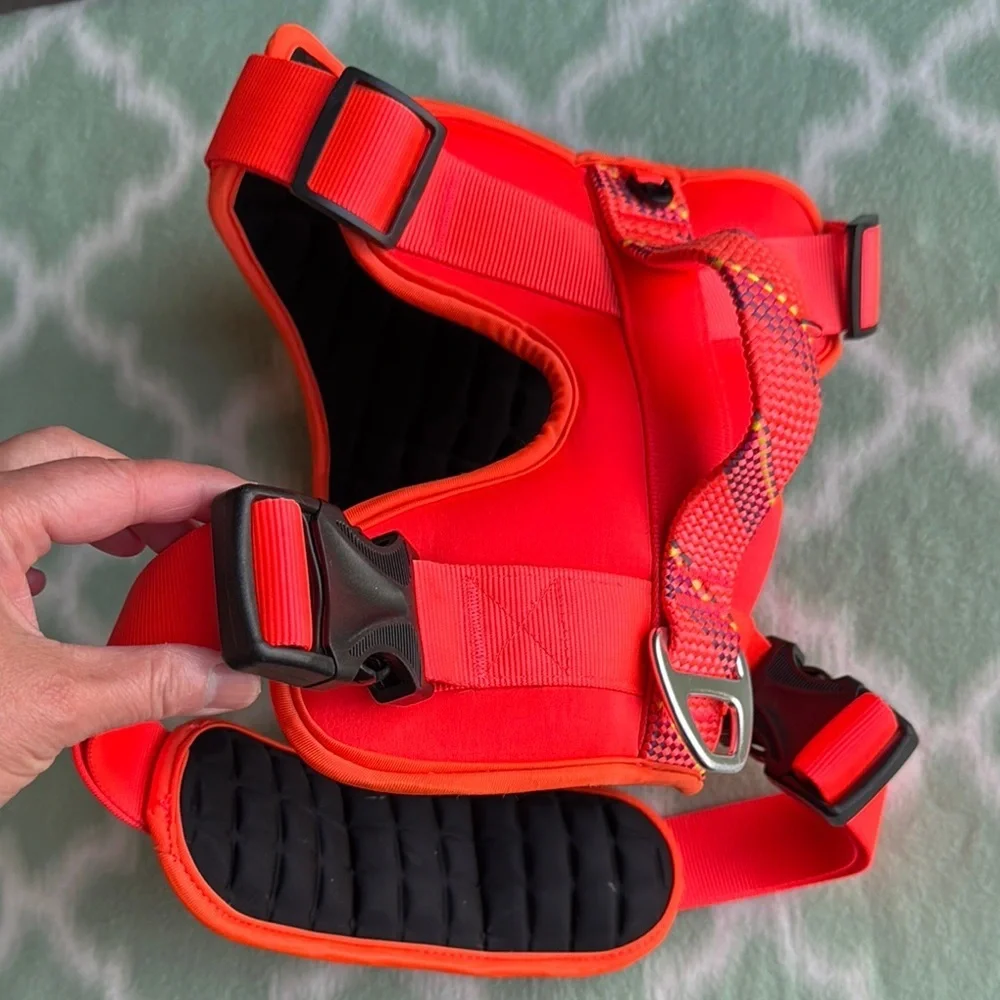 Hot coral pink and Black neoprene Dog Harness